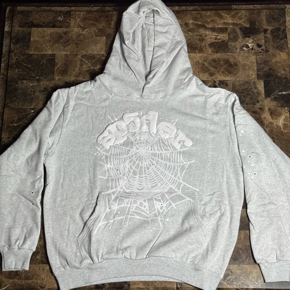 Stylish Gray Hoodie with Web Design